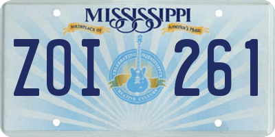 MS license plate ZOI261