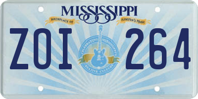 MS license plate ZOI264