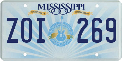 MS license plate ZOI269