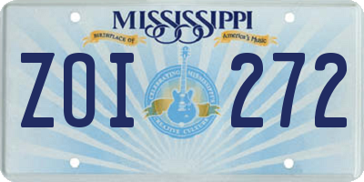 MS license plate ZOI272