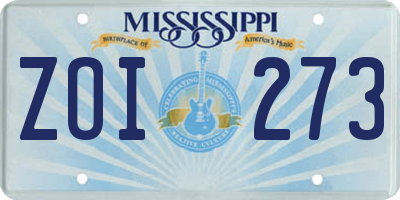 MS license plate ZOI273