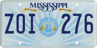 MS license plate ZOI276