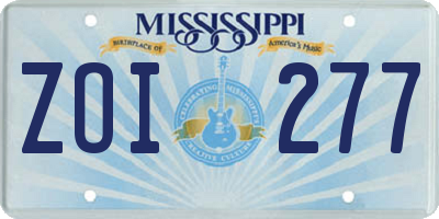 MS license plate ZOI277