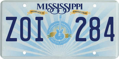 MS license plate ZOI284