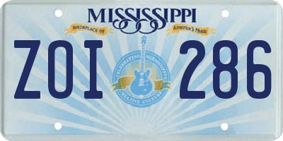 MS license plate ZOI286