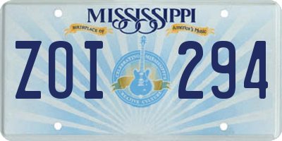 MS license plate ZOI294