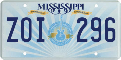 MS license plate ZOI296