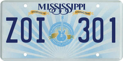 MS license plate ZOI301