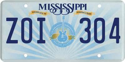 MS license plate ZOI304