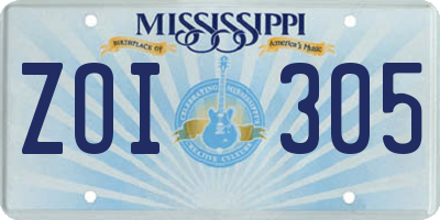 MS license plate ZOI305