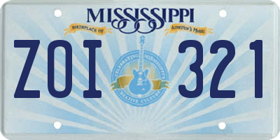 MS license plate ZOI321
