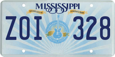MS license plate ZOI328
