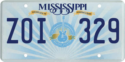 MS license plate ZOI329