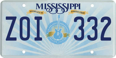 MS license plate ZOI332