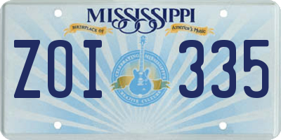 MS license plate ZOI335