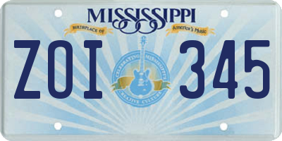 MS license plate ZOI345
