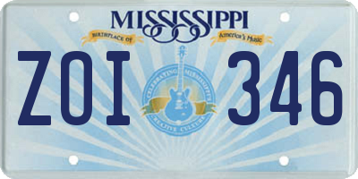 MS license plate ZOI346