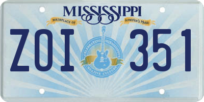 MS license plate ZOI351