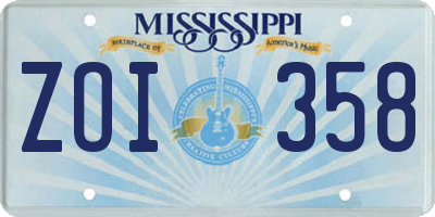 MS license plate ZOI358