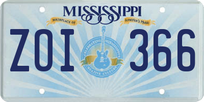 MS license plate ZOI366