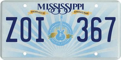 MS license plate ZOI367