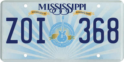 MS license plate ZOI368