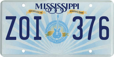 MS license plate ZOI376