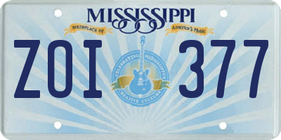 MS license plate ZOI377
