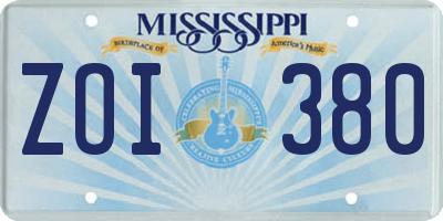 MS license plate ZOI380