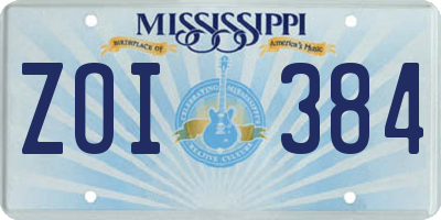 MS license plate ZOI384
