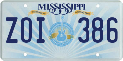 MS license plate ZOI386