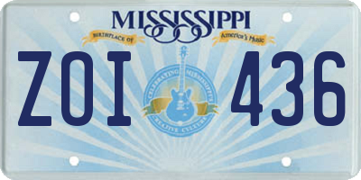 MS license plate ZOI436