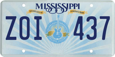 MS license plate ZOI437