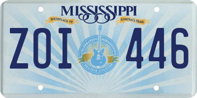 MS license plate ZOI446