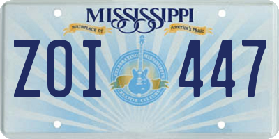 MS license plate ZOI447