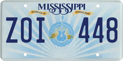 MS license plate ZOI448