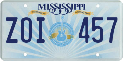 MS license plate ZOI457