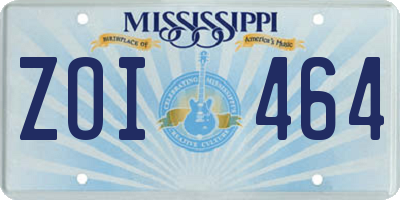 MS license plate ZOI464