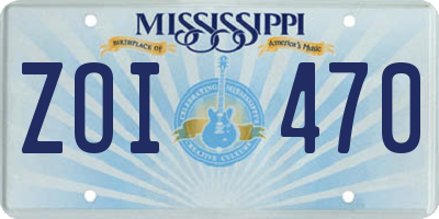 MS license plate ZOI470