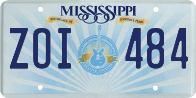 MS license plate ZOI484