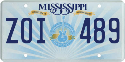 MS license plate ZOI489