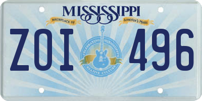 MS license plate ZOI496