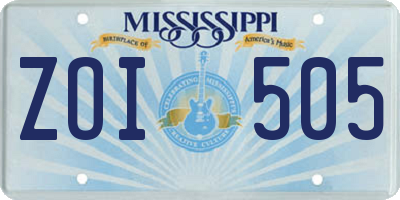 MS license plate ZOI505