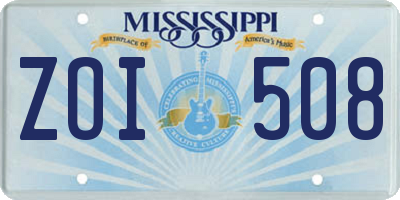 MS license plate ZOI508