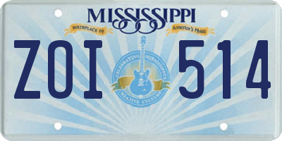 MS license plate ZOI514