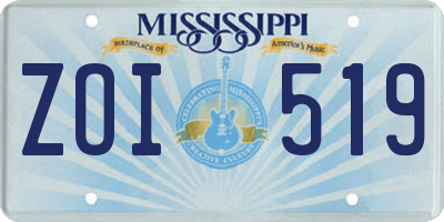 MS license plate ZOI519