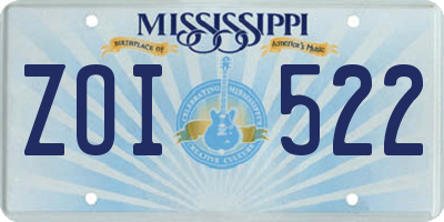 MS license plate ZOI522