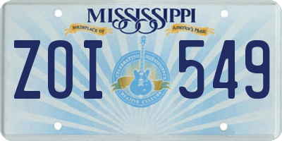 MS license plate ZOI549