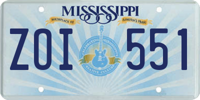 MS license plate ZOI551