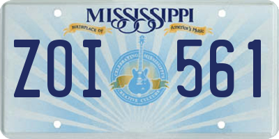 MS license plate ZOI561